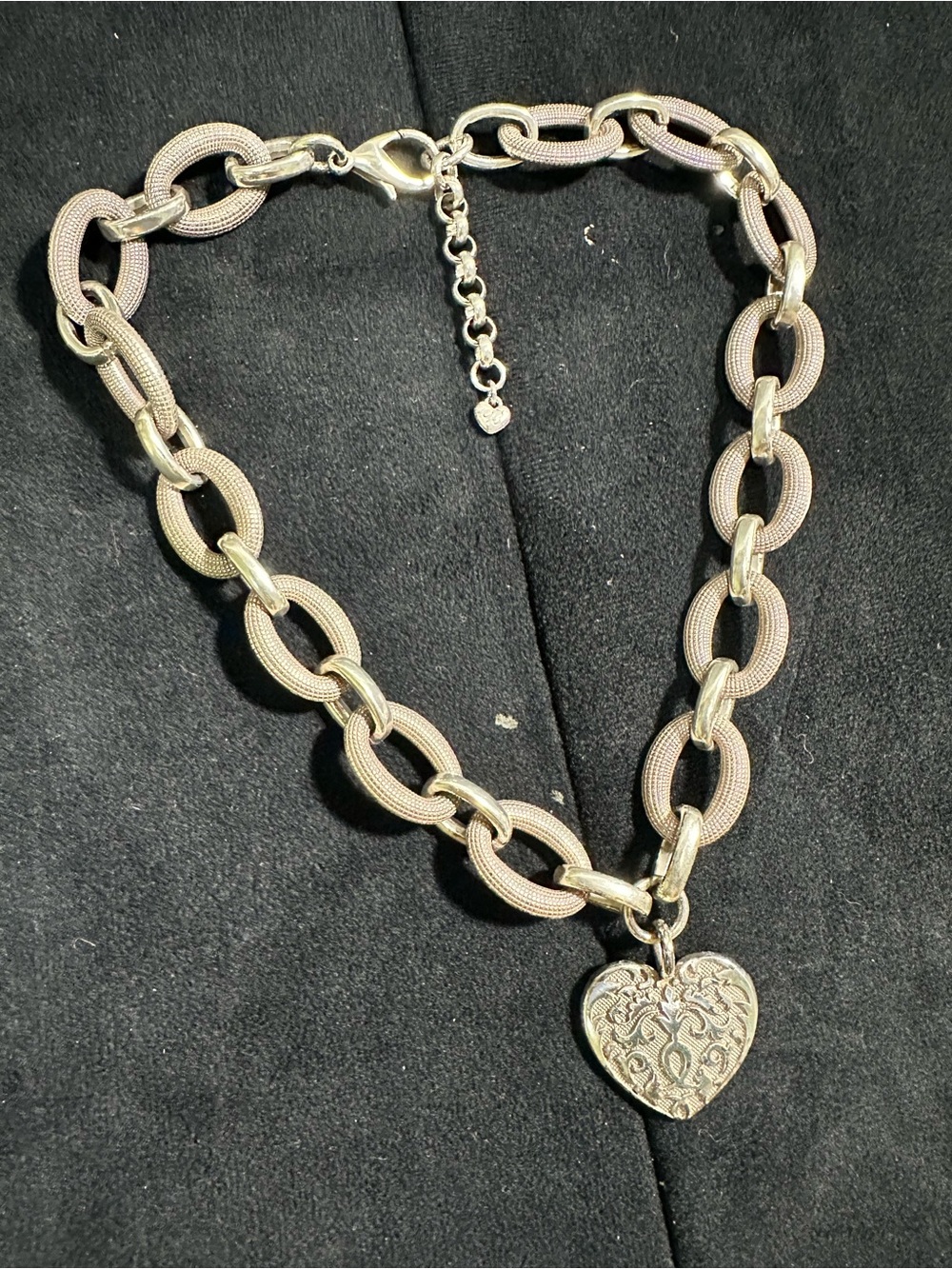 Vtg: Brighton CHUNKY Cordoba Heart Pendant Chain Link Necklace - Picture 7 of 13